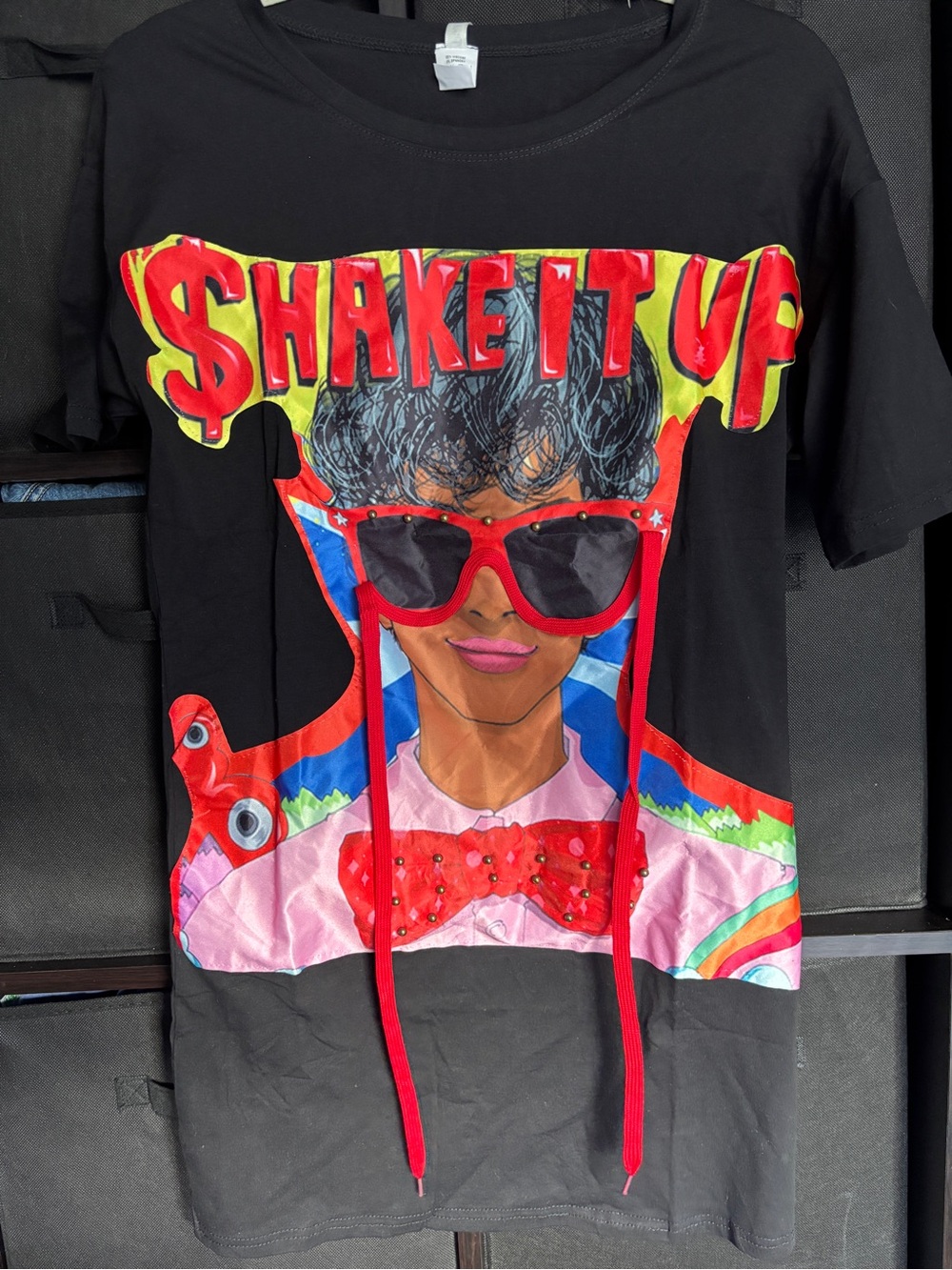 Women’s Black Graphic Tunic Top - 'Shake It Up' Print